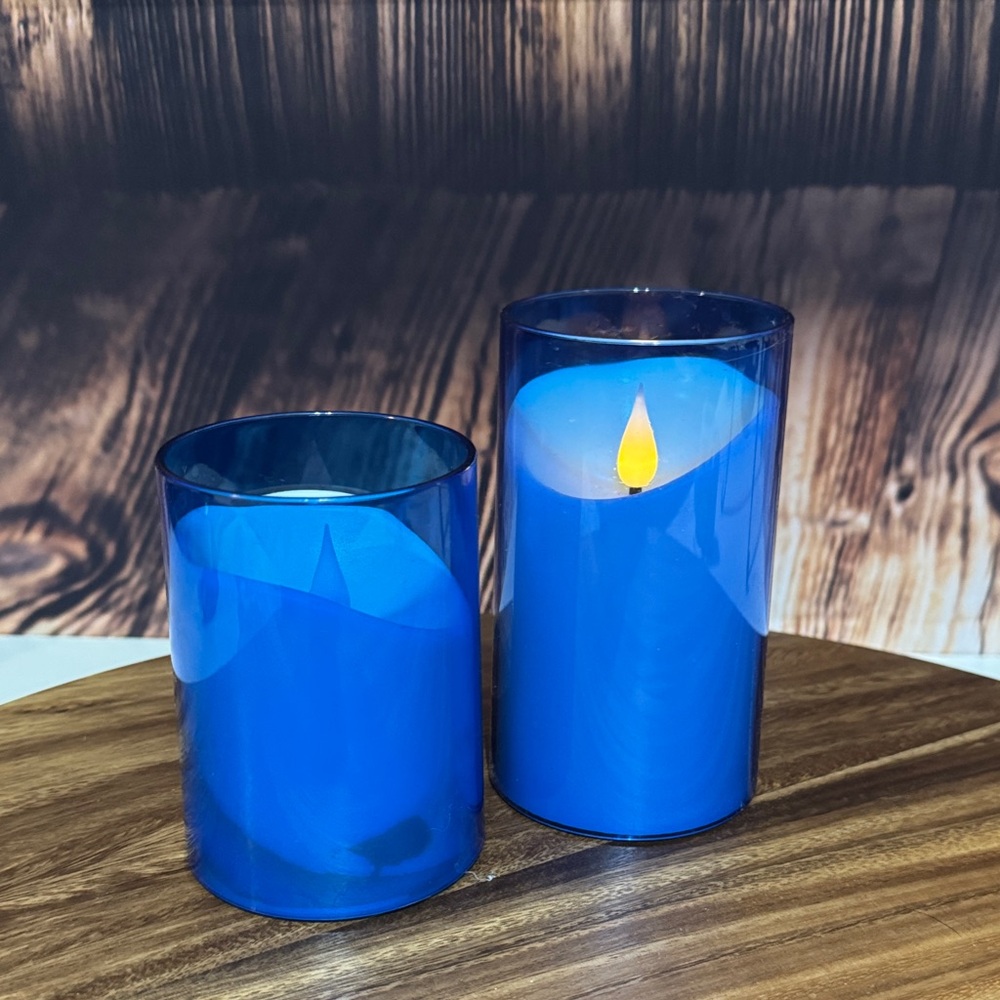 Elegant Blue LED Candle Set